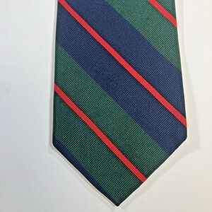 Robert Talbott Old Highlanders 42nd Regimental Stripe Navy Green Silk Repp Tie